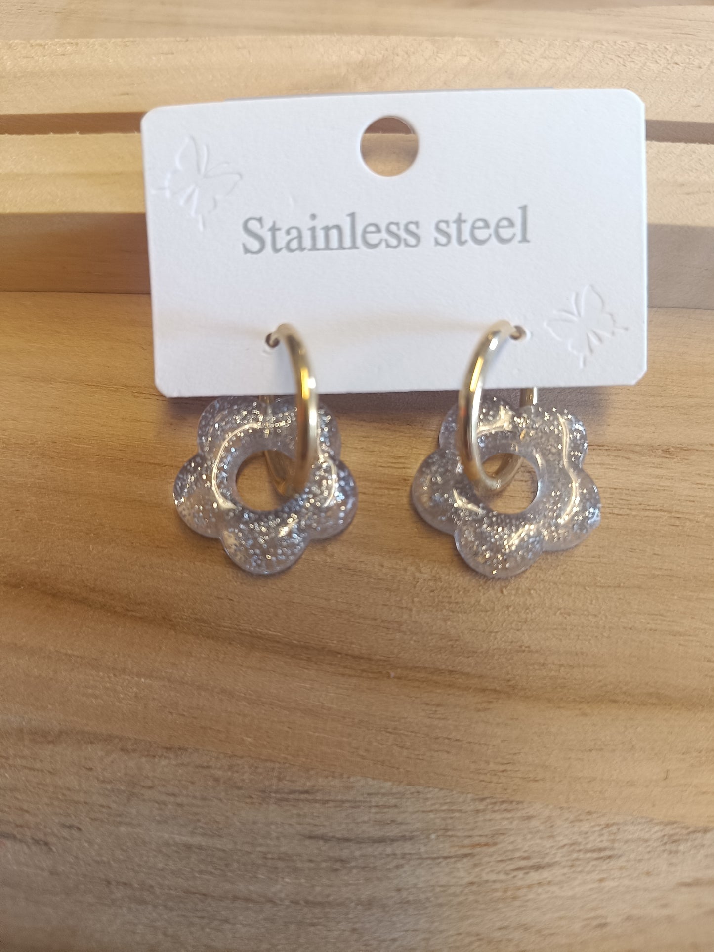 Boucles d'oreilles blanc paillette