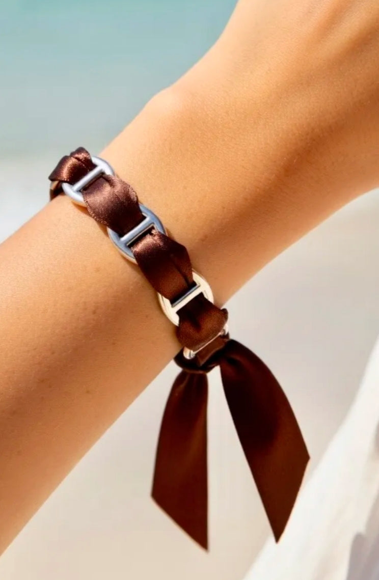 Joncs maille marine marron