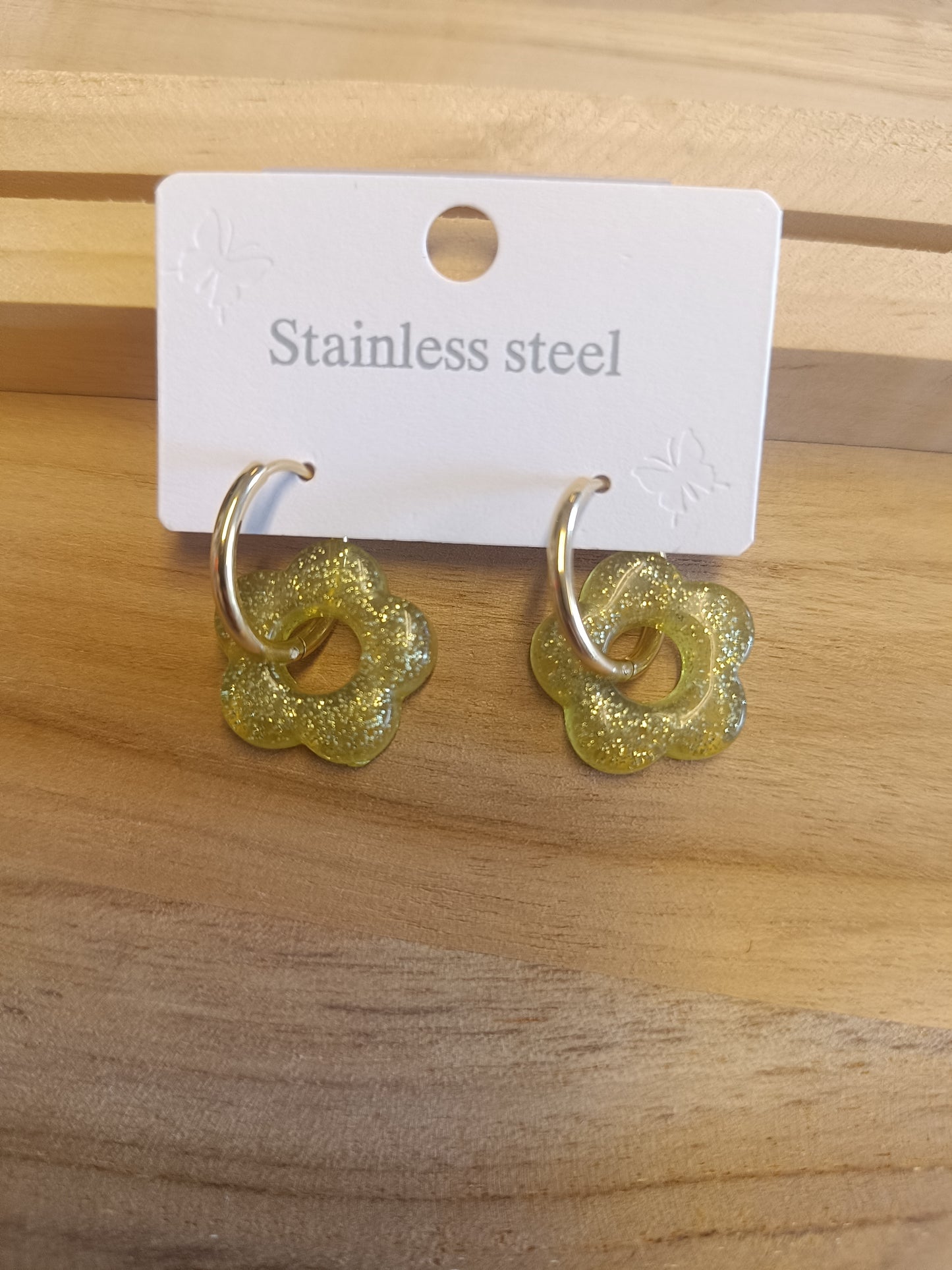 Boucles d'oreilles vert paillette