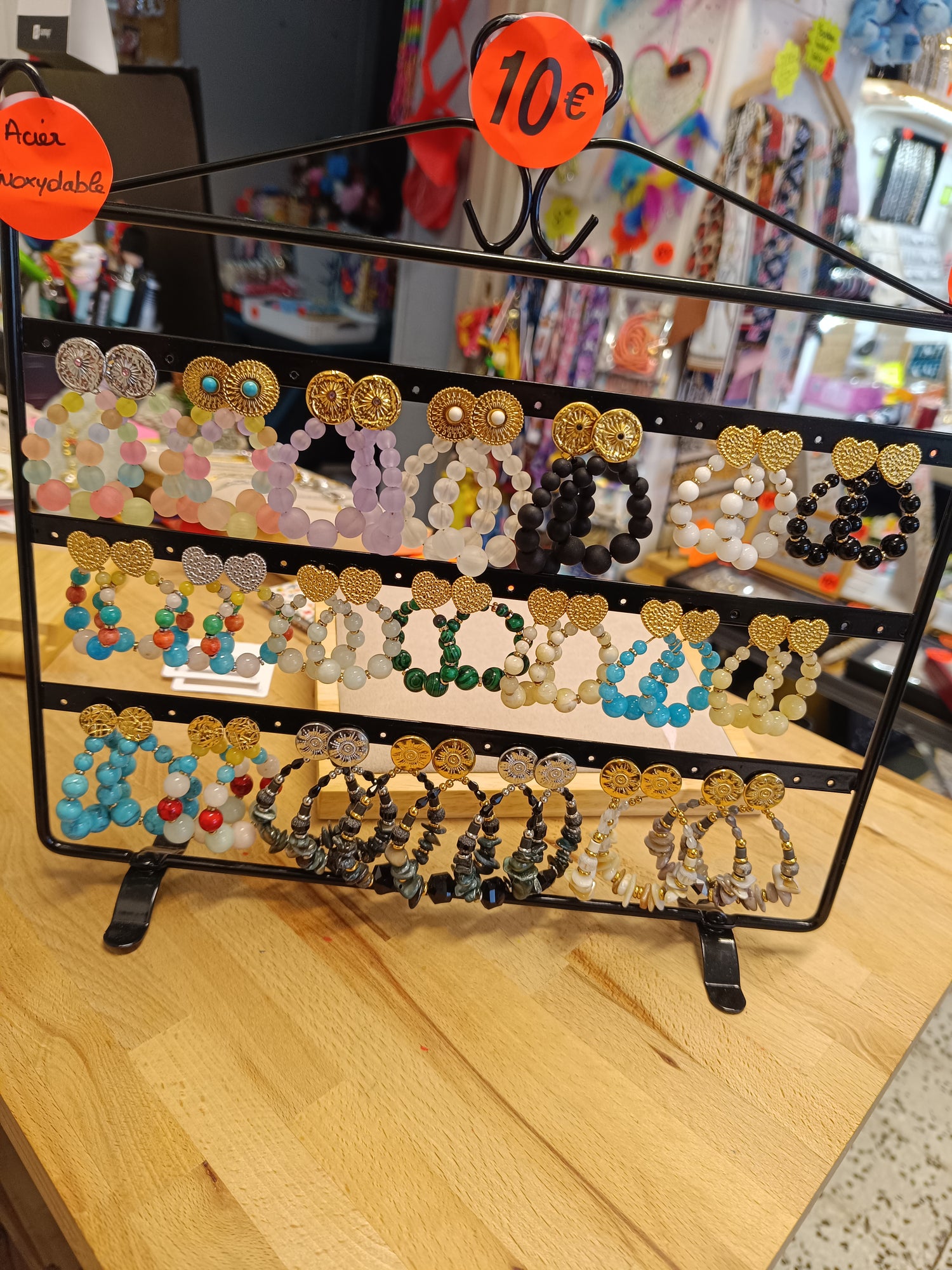 Boucles d'oreille créole perles naturelle