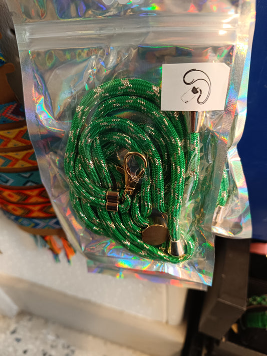 Cordon vert pailleté