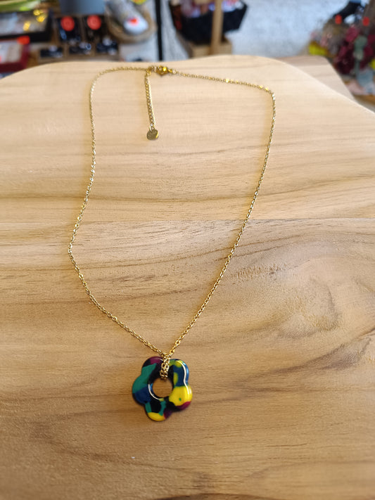 Collier fleur multicolore