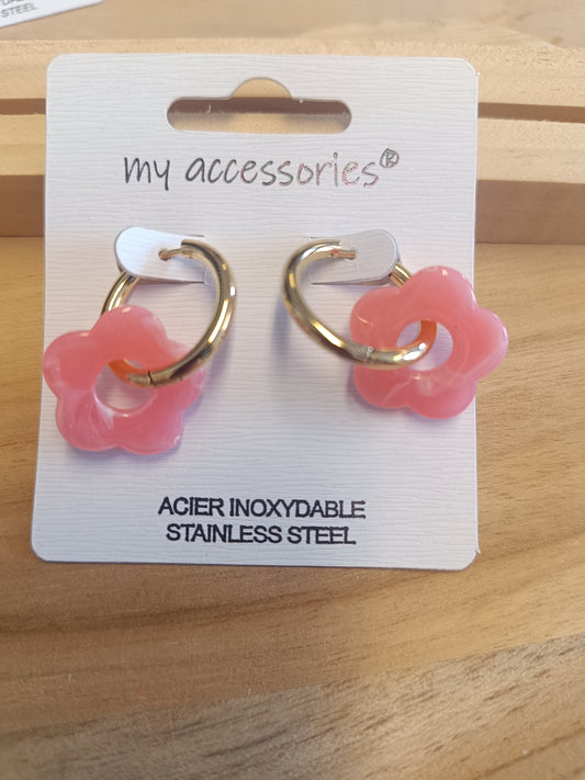 Boucles d'oreilles rose