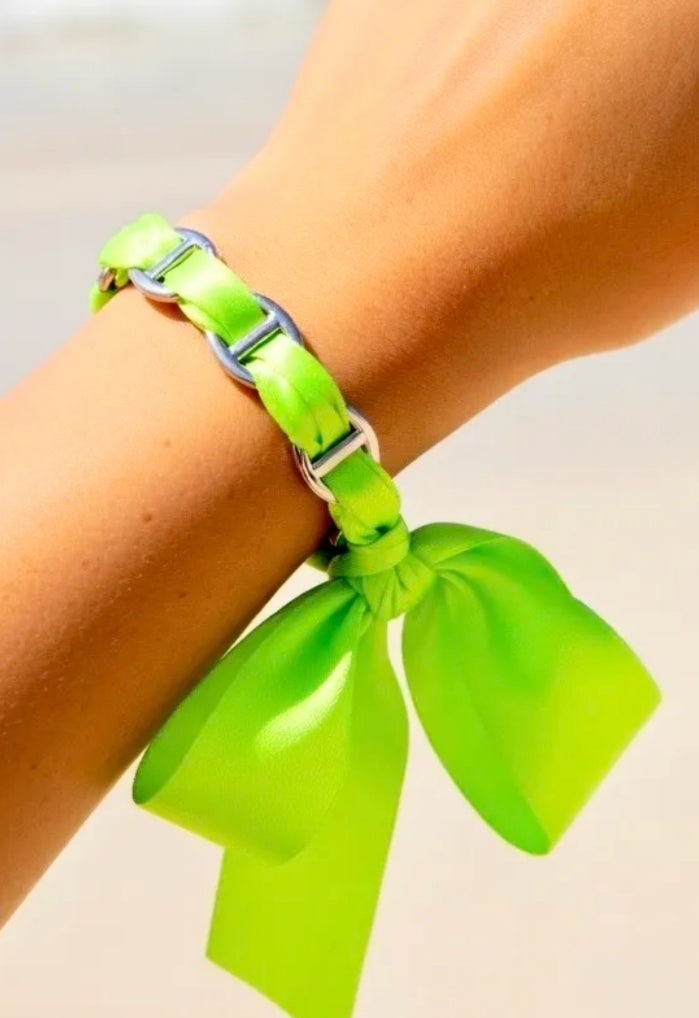 Joncs maille marine vert fluo