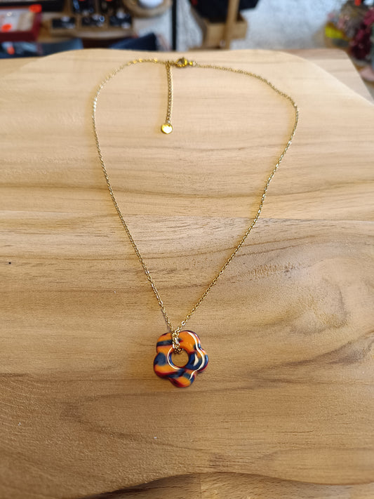 Collier fleur multicolore