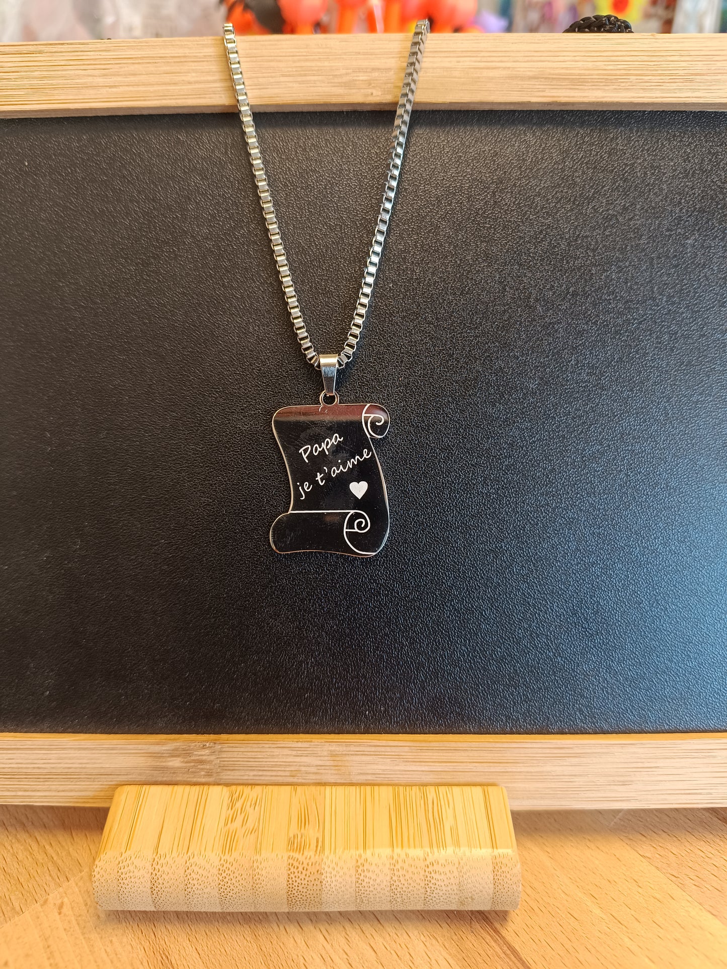 Collier gravé papa je t'aime