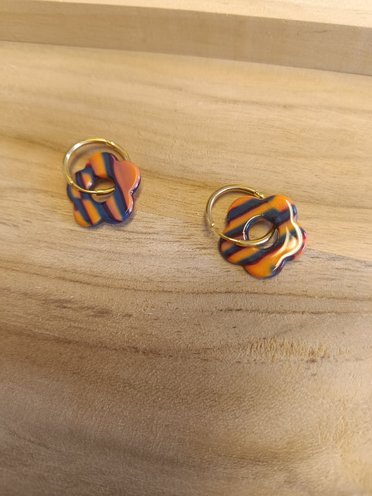 Boucles d'oreille orange /noir
