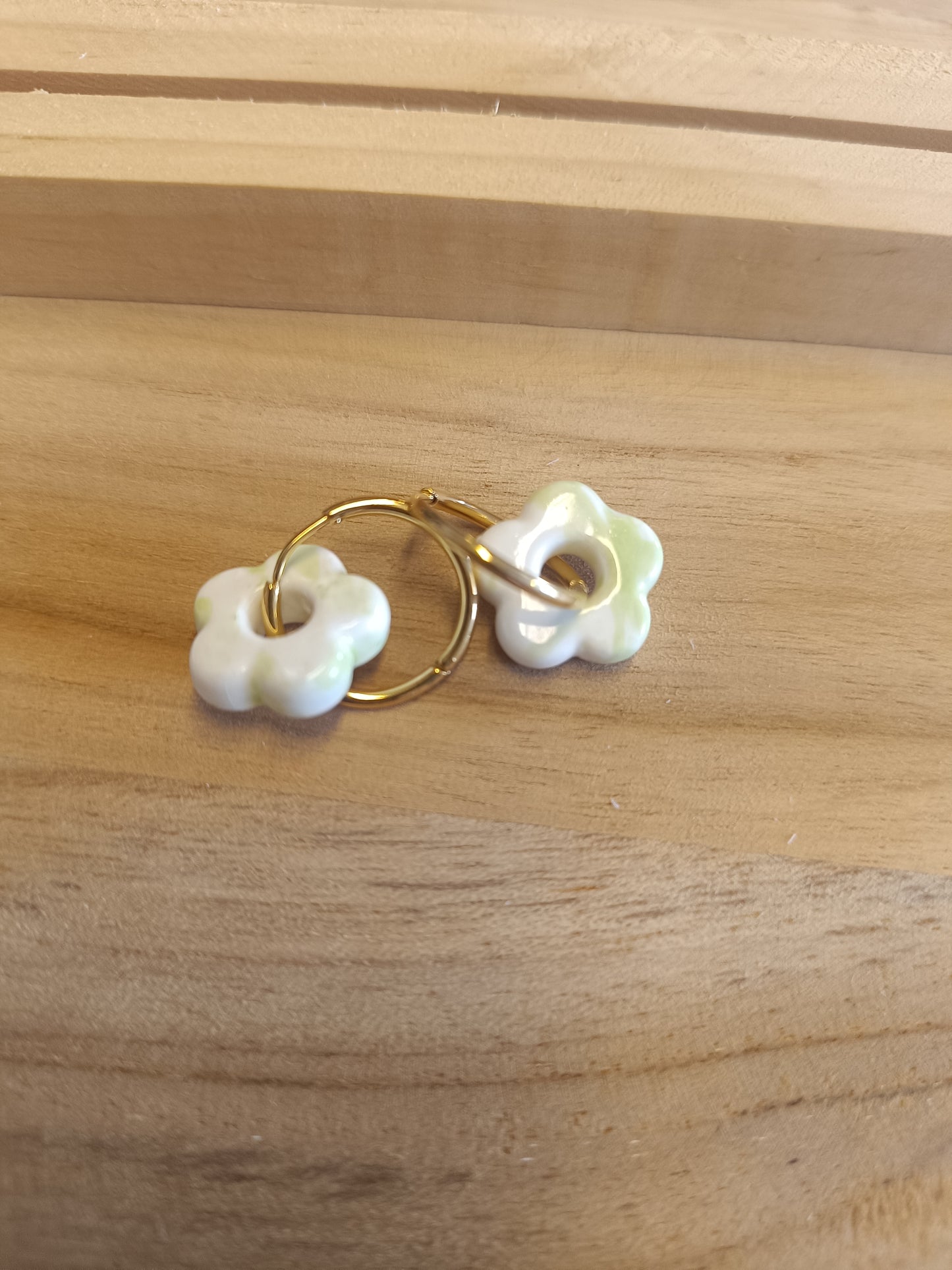 Boucles d'oreilles vert/ blanc