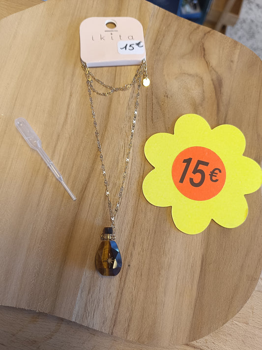 Collier fiole oeil du tigre