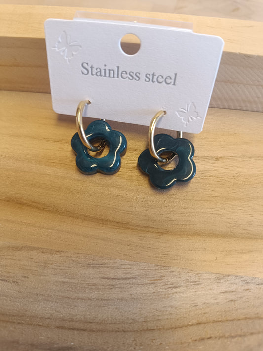 Boucles d'oreille bleu/ vert