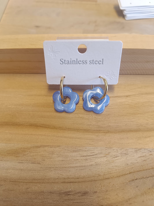 Boucles d'oreille bleu brillant