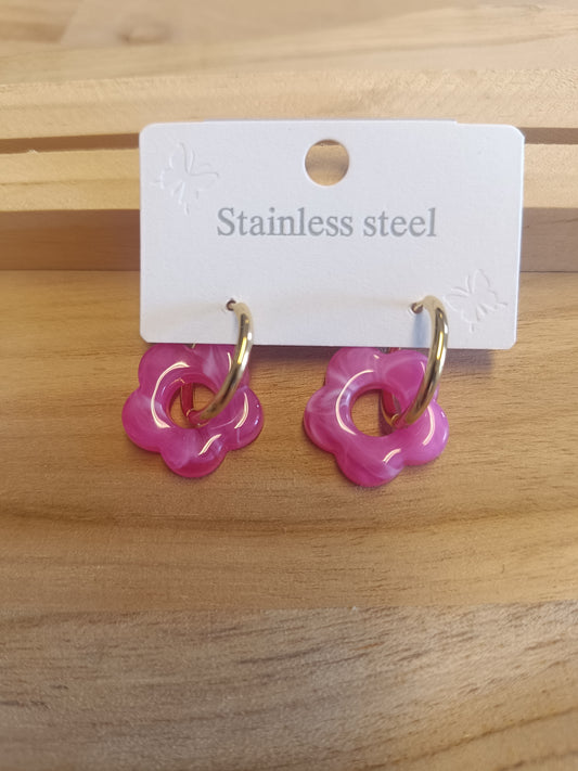 Boucles d'oreilles rose