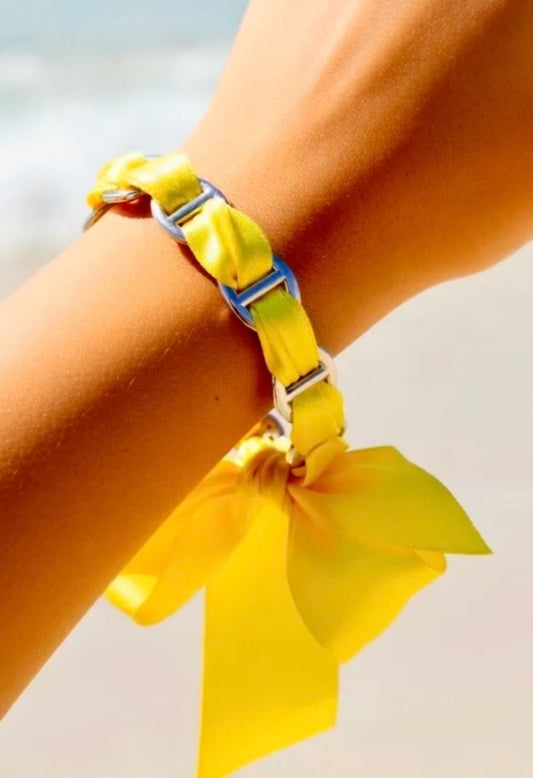 Joncs maille marine jaune