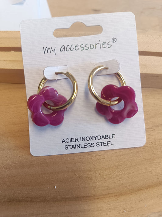 Boucles d'oreilles fushia