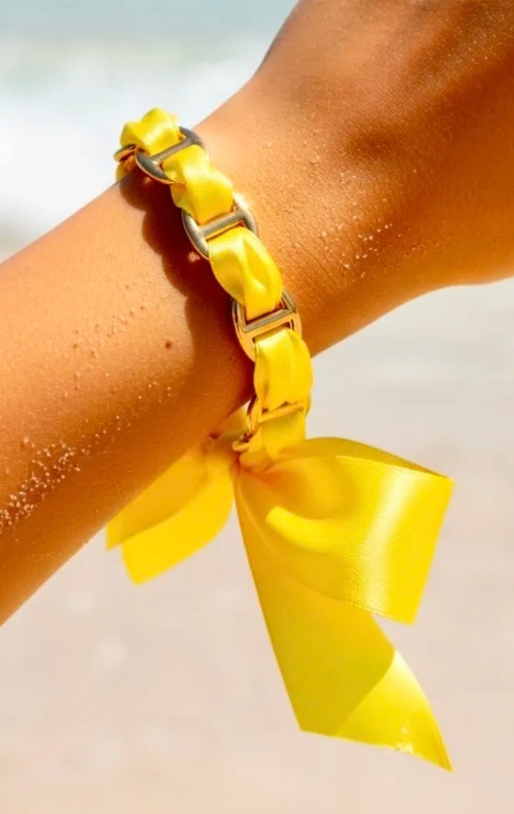 Joncs maille marine jaune