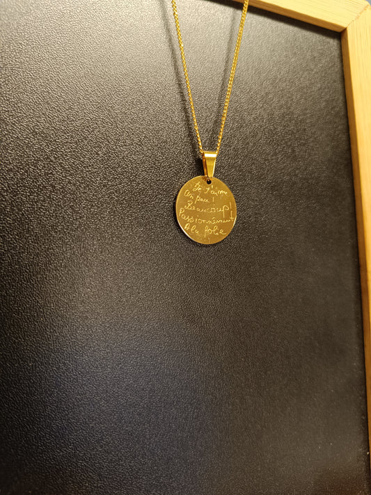 Collier rond je t'aime un peu bcp passionnément a la folie