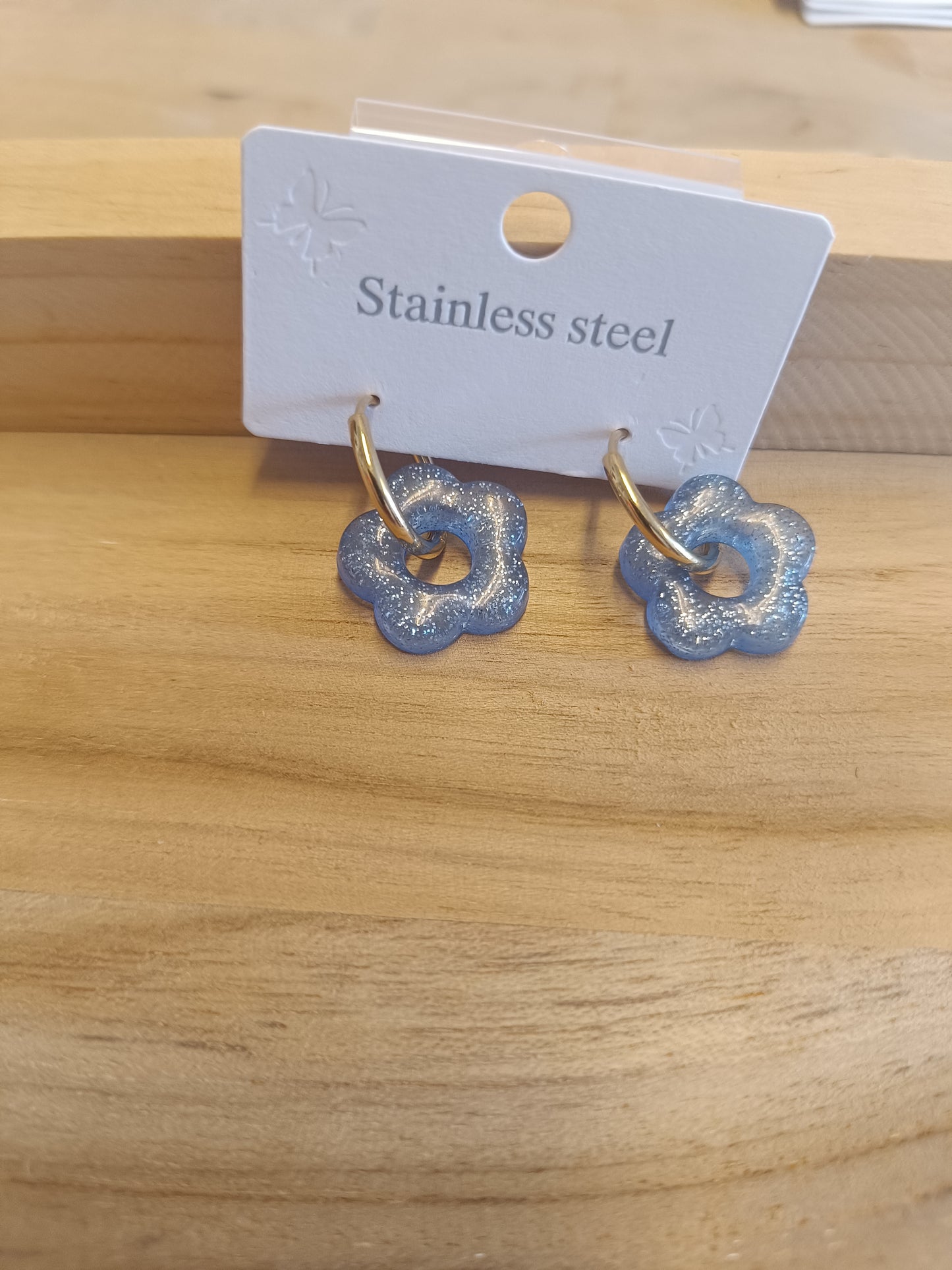 Boucles d'oreilles bleu paillettes