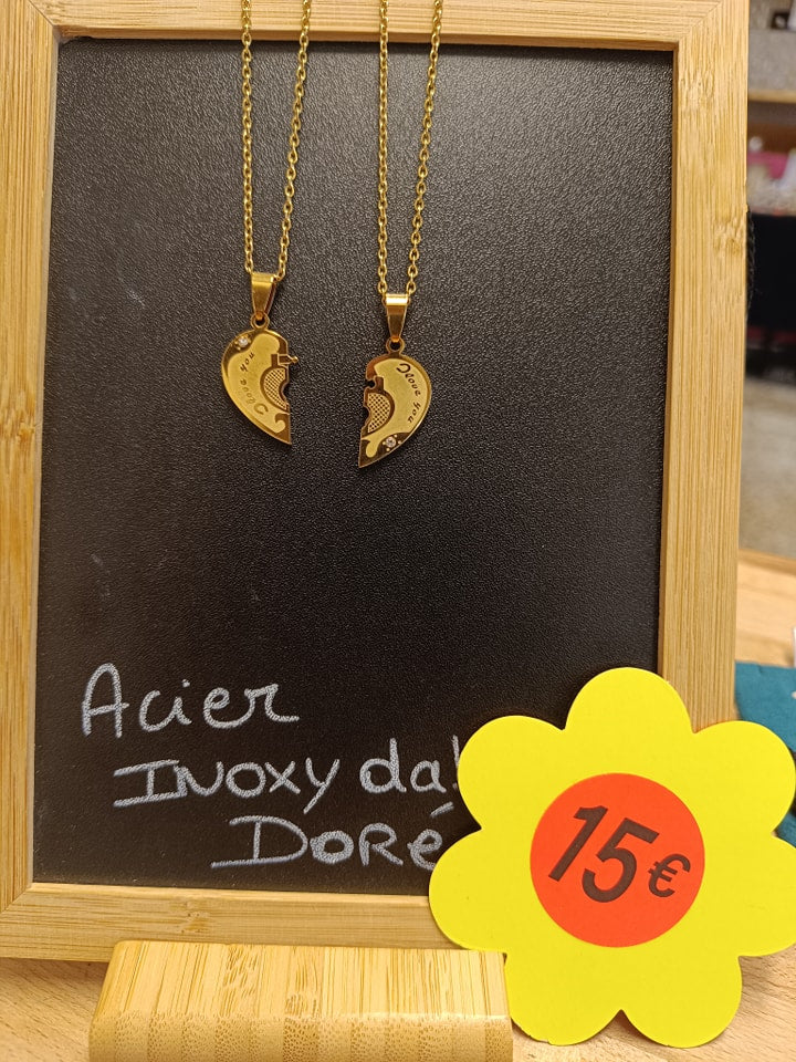 Collier demi coeur i love you