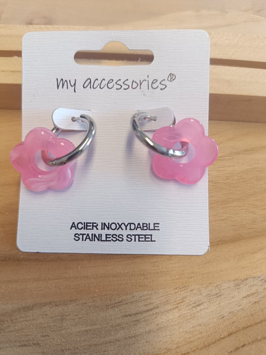 Boucles d'oreilles rose
