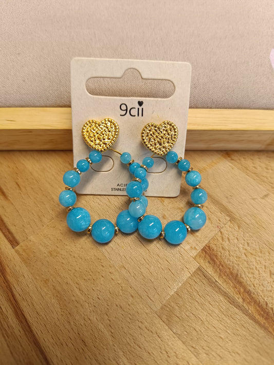 Boucles d'oreilles perles bleu