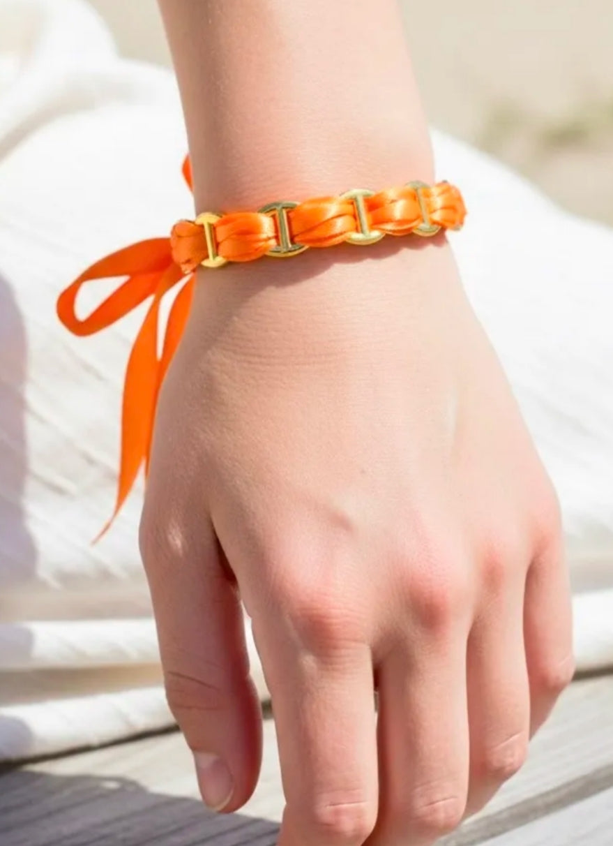 Jonc maille marine orange