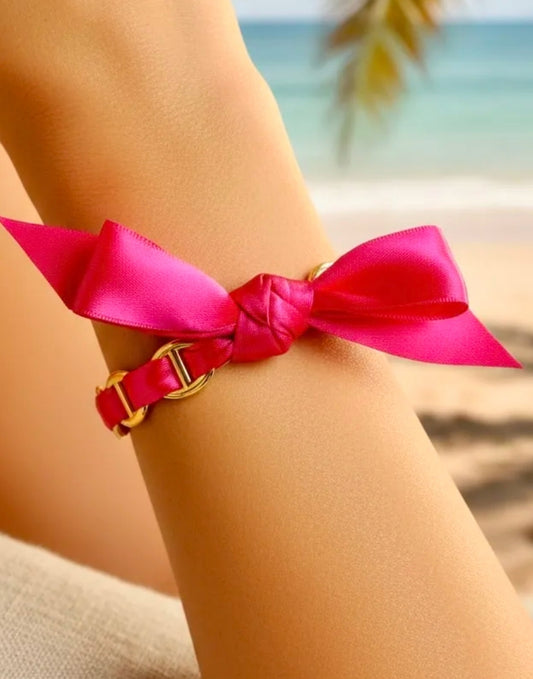 Jonc maille marine fushia