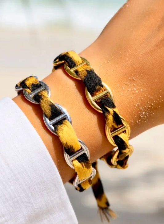 Joncs maille marine leopard